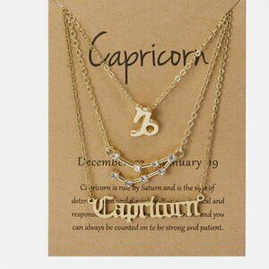 Capricorn Zodiac Symbol Gold Necklace